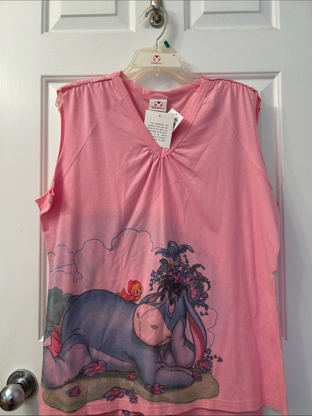 Pink Sleeveless Eeyore Graphic Top - Disney store  XL Eeyore with birds